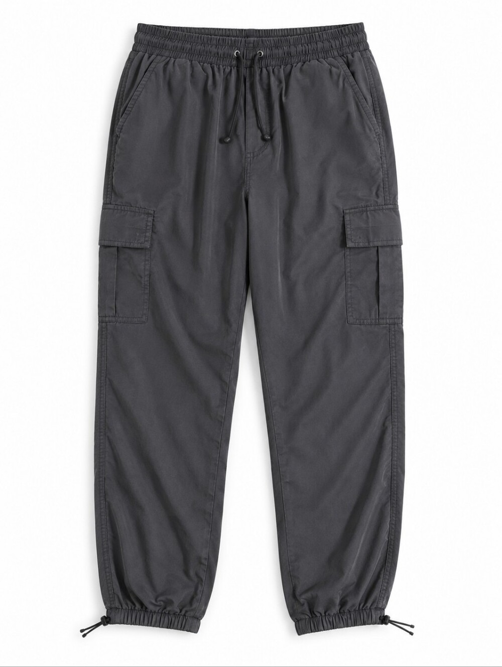 Charcoal Gray Cargo Jogger Pants Drawstring Utility Hiking Travel Outdoor L - Picture 2 of 15